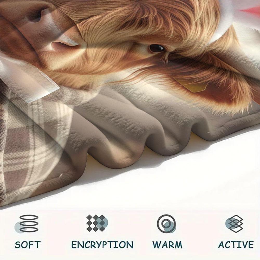 1Pc Adorableanimals Print Flannel Blanket, High quality Comfortable for All Seasons, Home Decor, Warmth and Comfort,Gifts