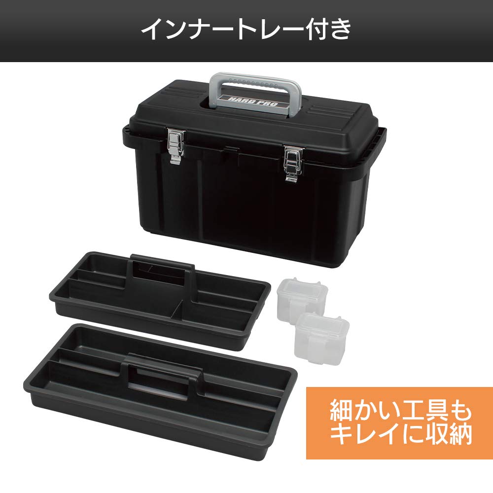 IRIS OHYAMA Tool Box Width 53 x Depth 27 x Height 31 Power Hand Parts Deep 2 Inner Portable Clear Convenient Holder on Side of Main Hard Pro Eco Black