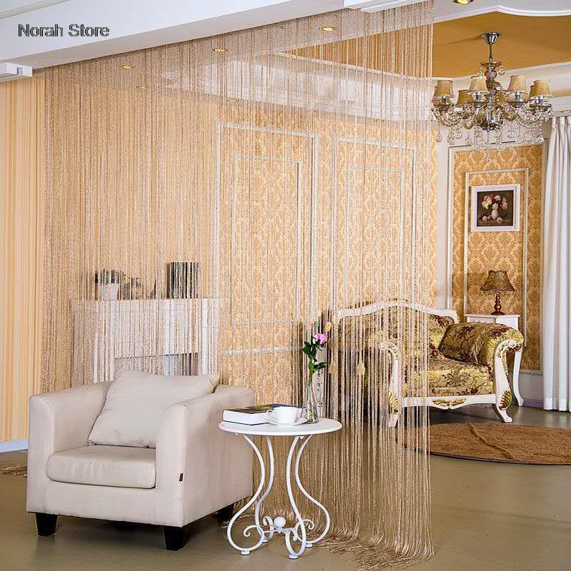 Cheaper Shiny Tassel Silver Line String Curtain 100x200cm Fashion Valance For Living Room Divider Wedding hotel Home Decoration