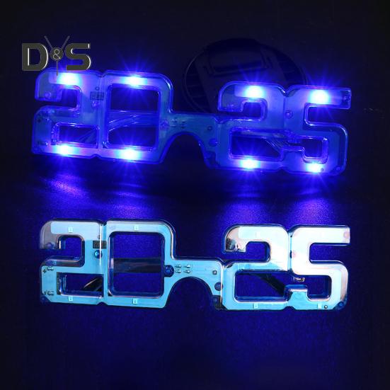 New Year Party LED Light Up Glasses 2025 Number Luminous Glasses 3 Lighting Modes Cosplay Birthday Party Photo Prop