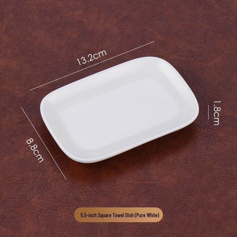 Gold Rimmed Ceramic Soap and Towel Dish Set