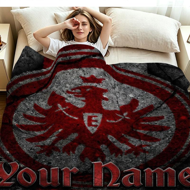 1PC Eintracht Frankfurt Custom Name Patterned Flannel Blanket Suitable For All Seasons for Home Decor Warmth and Comfort Gifts Holiday Present