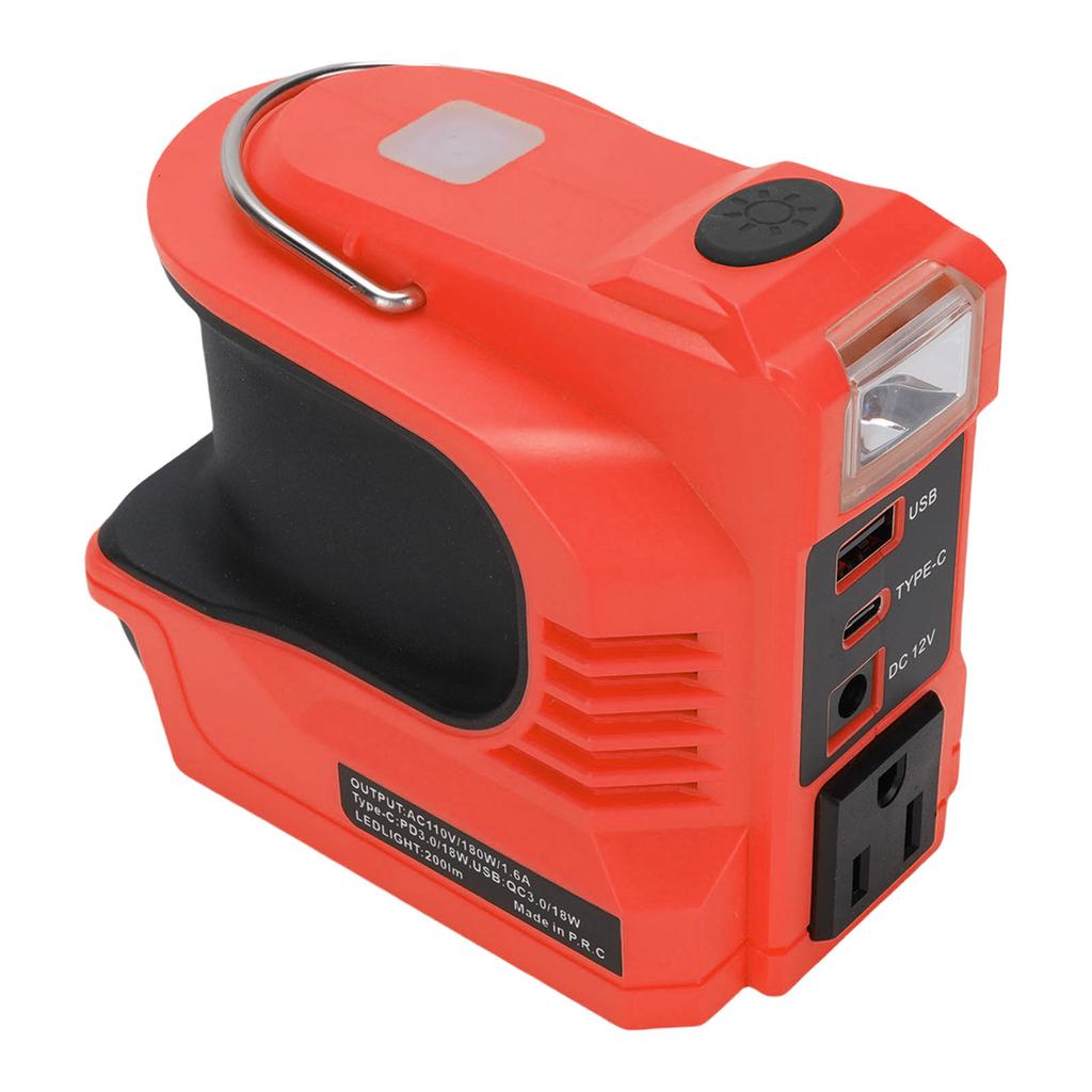 180W Battery Inverter with LED Light for 48 11 1828 48 11 1815 48 11 1840 18V Batteries for Camping