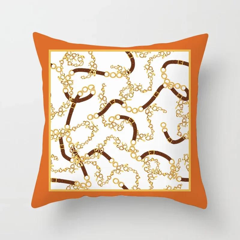 Nordic Orange Pattern Sofa and Bedside Pillow Cover Modern Simple Casual Waist Head Pillow Cushion Cover Pillows Decor Home 45cm