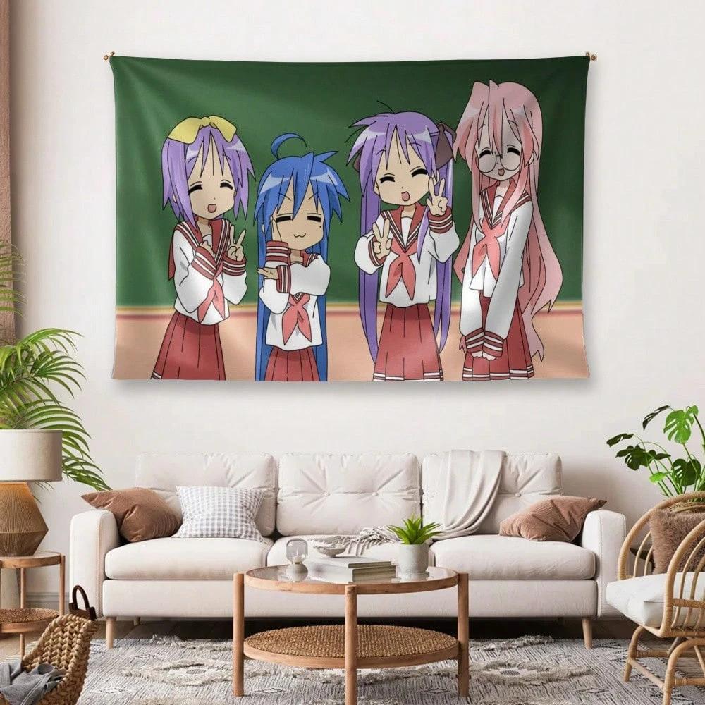 1 Stück Glücksstern Anime Dekor Wandteppich Konata Izumi Und Freunde Themenbezogenes Wandbehang Dekoratives Wandtuch Raumdekor