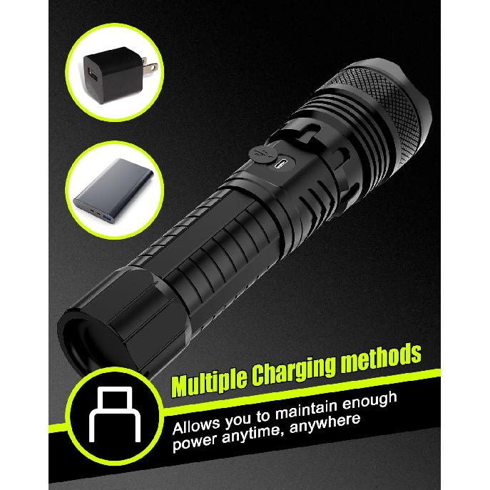 Victoper LED Flashlights, High Powered 10000 Lumens Super Bright Tactical Flashlight, Rechargeable, 5 Modes Zoomable Waterproof Flash Lights, Gift