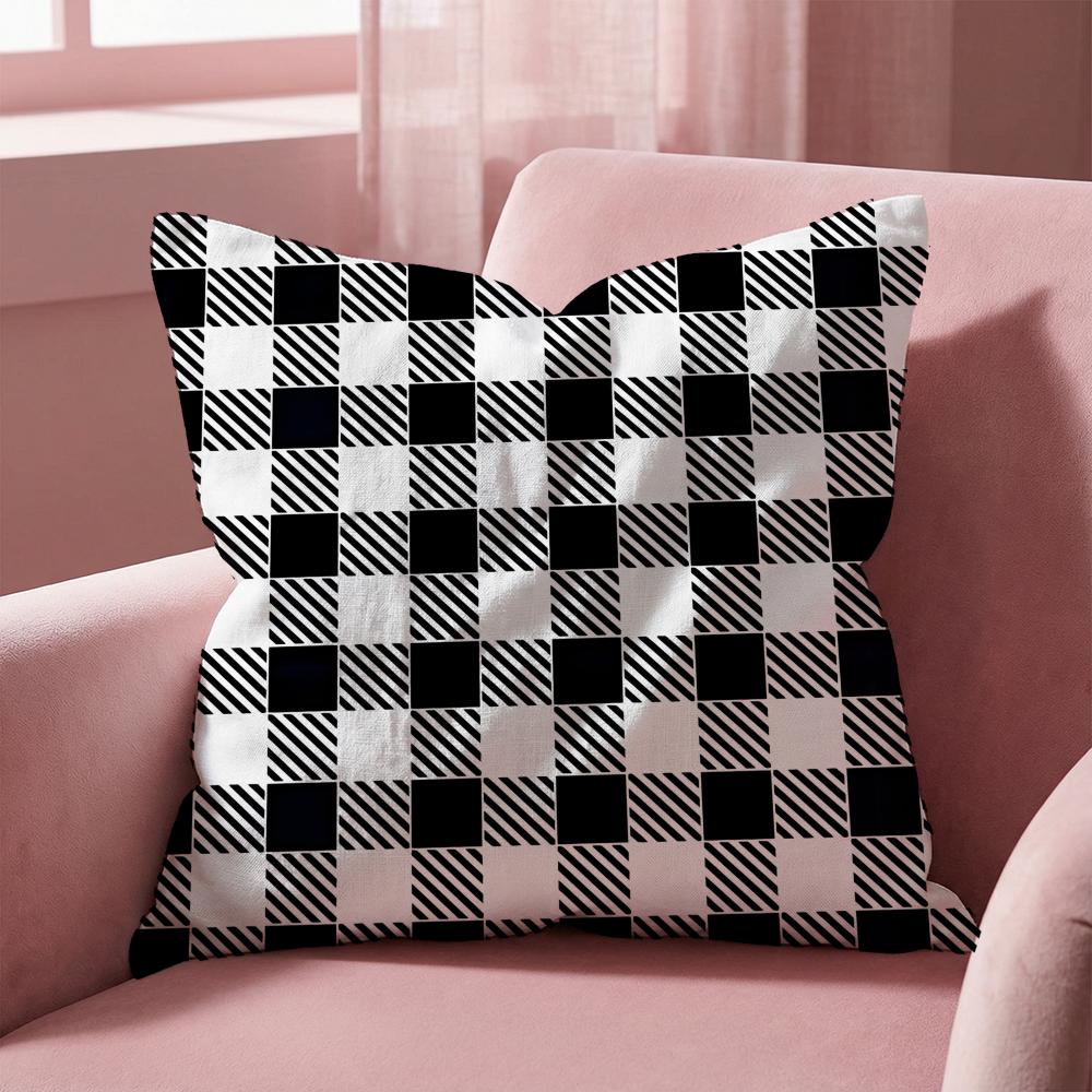 Checkered Pattern Cushion Cover MultiScene Pillow Cover for Home Car Reversible Soft Durable for Daily Use