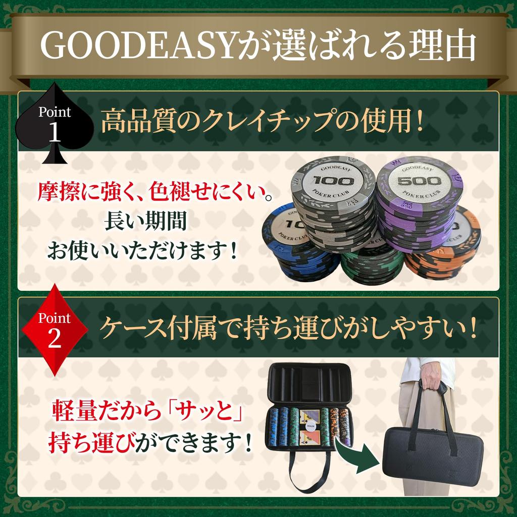 GOODEASY 500 Poker Chips Poker Set Clay Chips 2 Decks of Playing Cards Lightweight Case Included Beginners Welcome Home Casino Gift Wrapping Available
