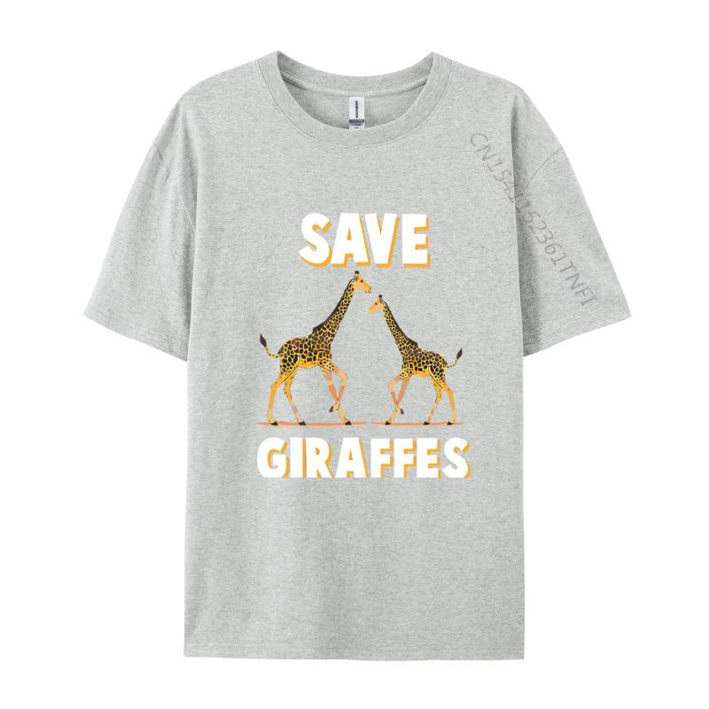 Save The Giraffes Safari Conservation TShirt Custom Funny Men Tops Tees Custom Cotton Black Graphic T Shirts
