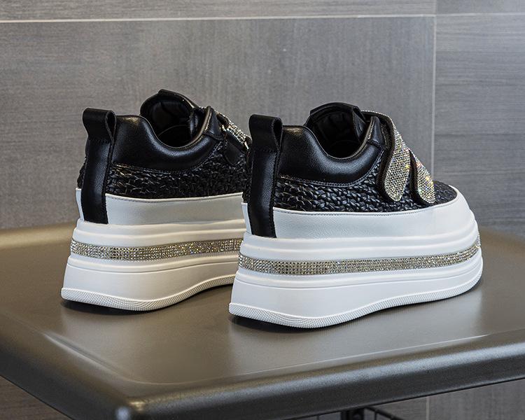 2025 Autumn Women's 7cm Platform Rhinestone Velcro Casual Shoes