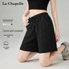 La Chapelle Women's Korean Style High-Waist Cotton Bermuda Shorts