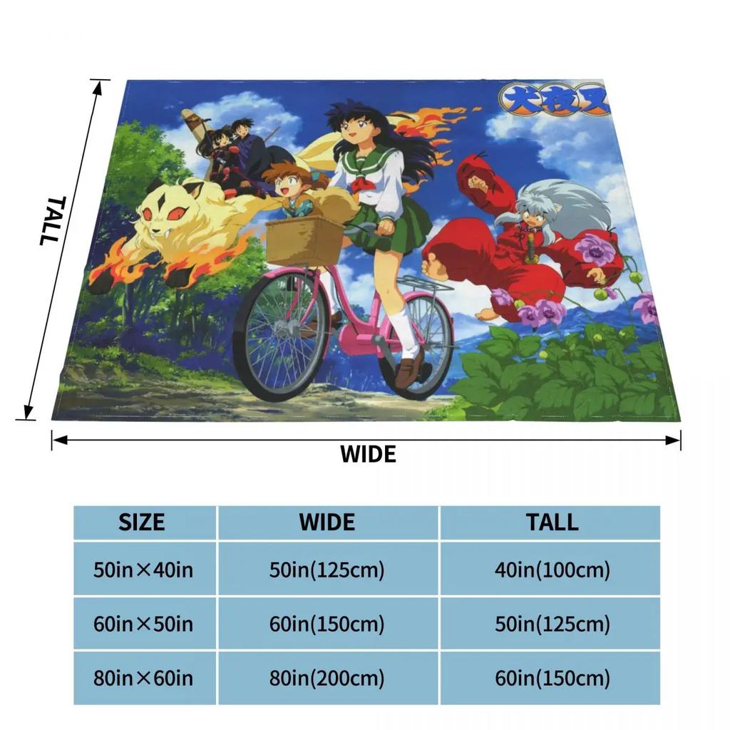 Anime Kagome Shippou Blanket Coral Fleece Plush Summer Air Conditioning Japanese Inuyasha Throw Blanket for Bed Plush Thin Quilt