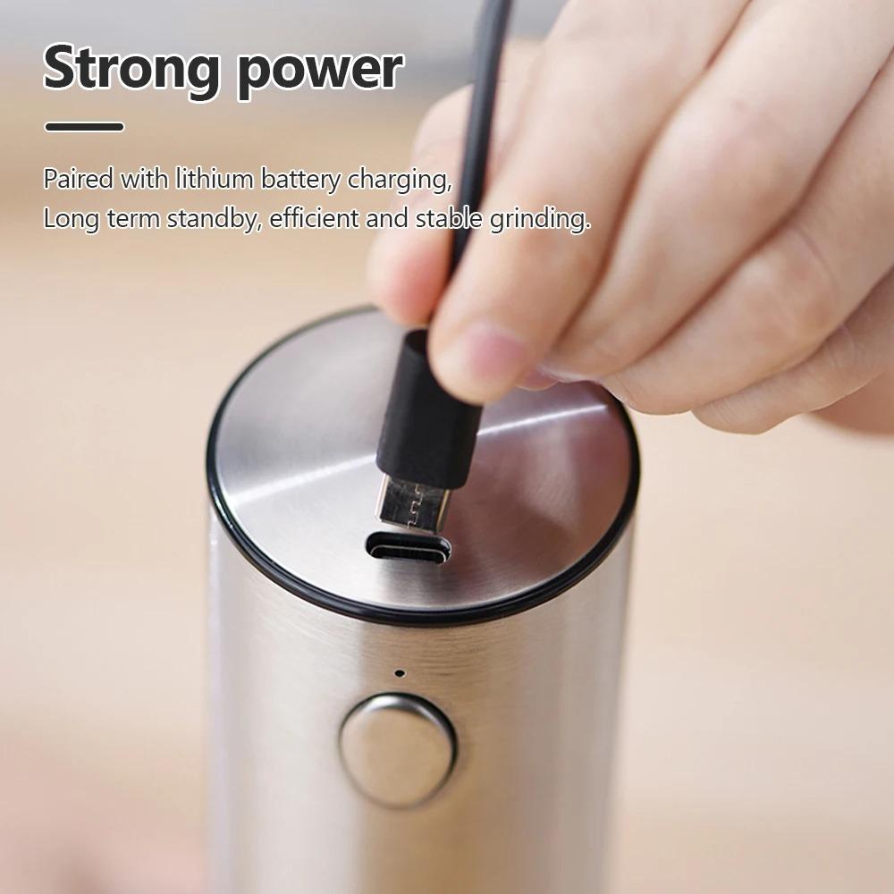 Molinillo de Pimienta Eléctrico Acero Inoxidable Molinillo de Sal y Pimienta Recargable por USB Grosor Ajustable Molinillo de Especias Herramienta de Cocina