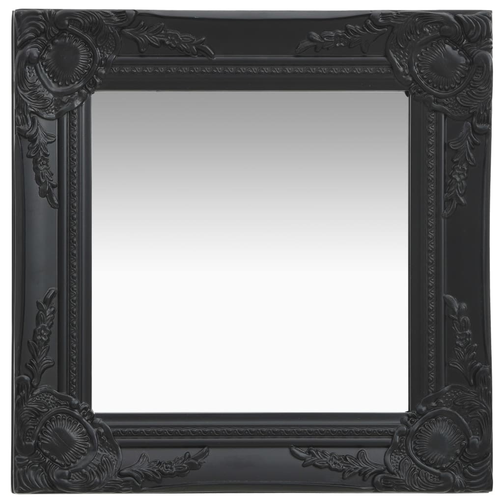 Baroque Style Wall Mirror 40x40 cm Black