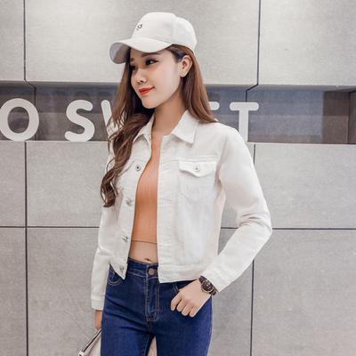 Spring and Autumn Women's  Short Denim Jacket Korean Version Solid Color Denim Jacket Plus Size