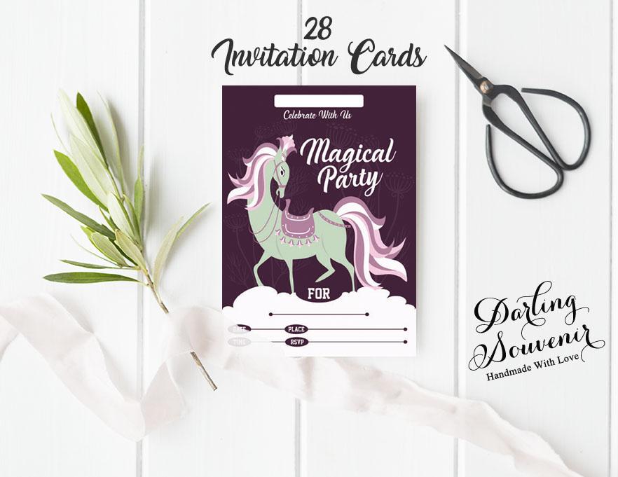 Darling Souvenir Purple Birthday Invitation Card Printable Fill or Write In Blank Invites Party Supplies Pack Of 28 5 X 7