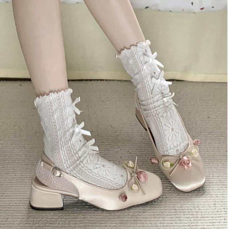 

fashion 2024 Summer Heel Woman Sandals Fashion Elegant Flower Square Toe Shoes Ladies Outdoor Party Dress Sandalias
