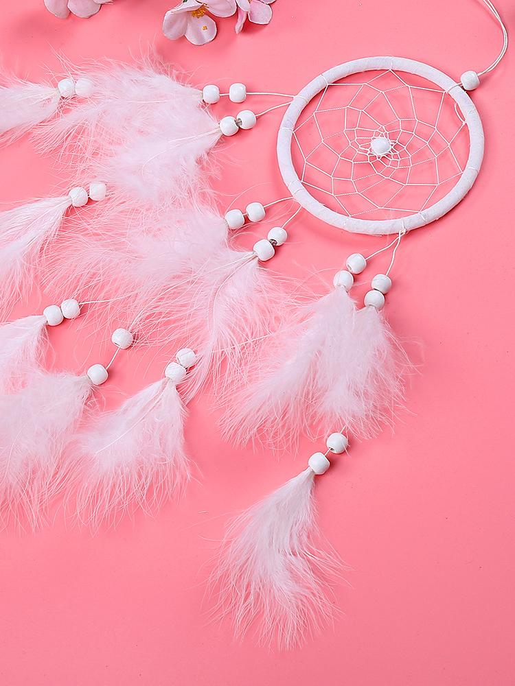 White Dream Catcher Wind Chime Creative Hand-woven Feather Car Pendant Bedroom Garden Outdoor Hanging Ornaments Home Decoration