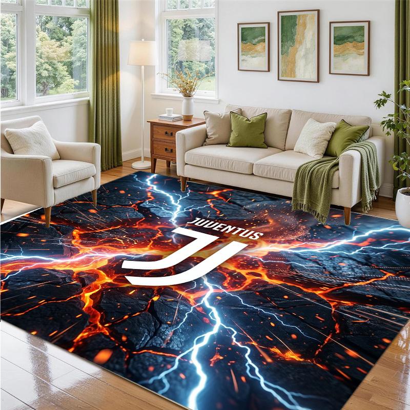 Juventus FC Design Crystal Velvet Rug Soft Decorative Mat for Bedroom Entrance
