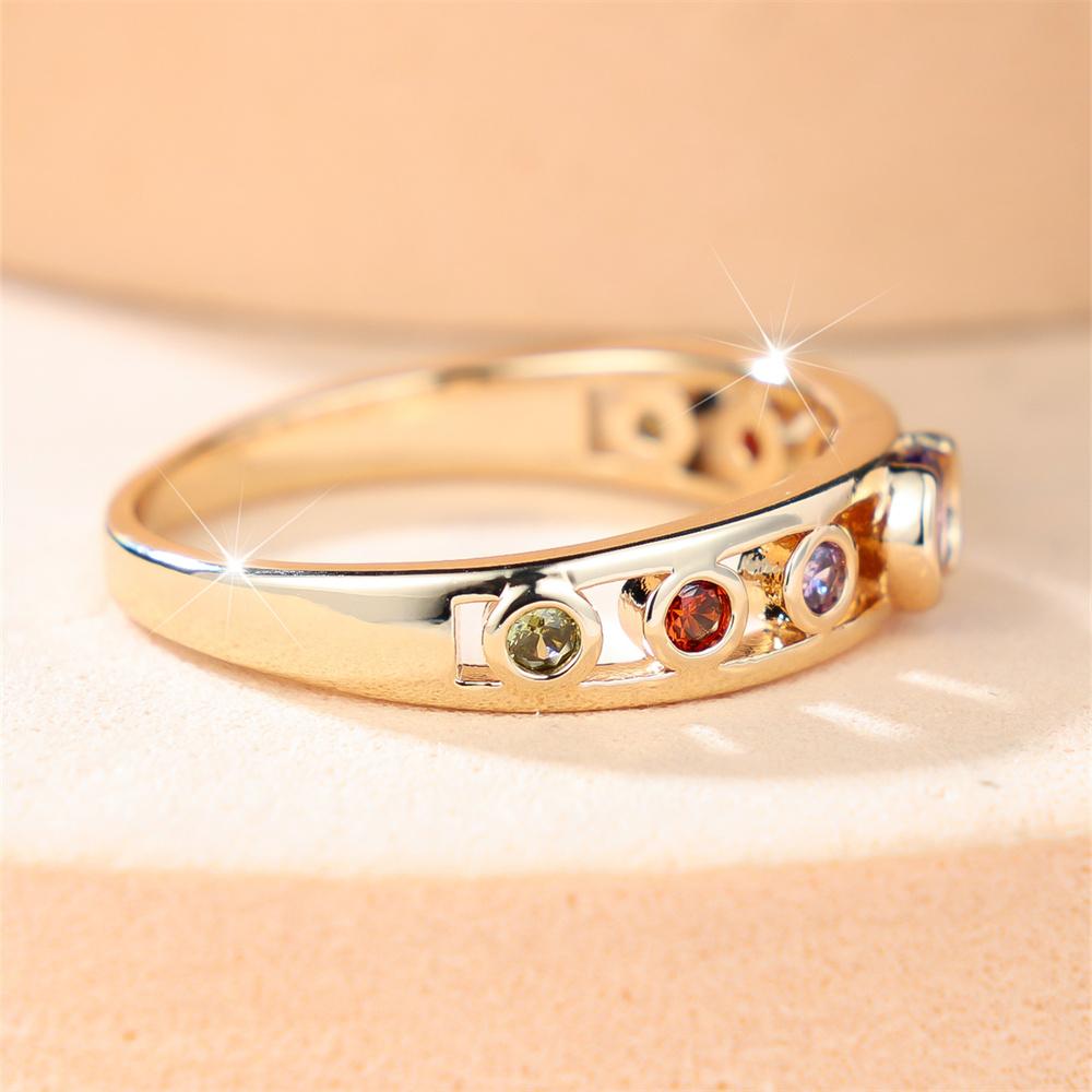 Multicolor Zircon Small Round Stone Hollow Rings For Women Vintage Gold Color Engagement Ring Wedding Jewelry Mother's Day Gifts
