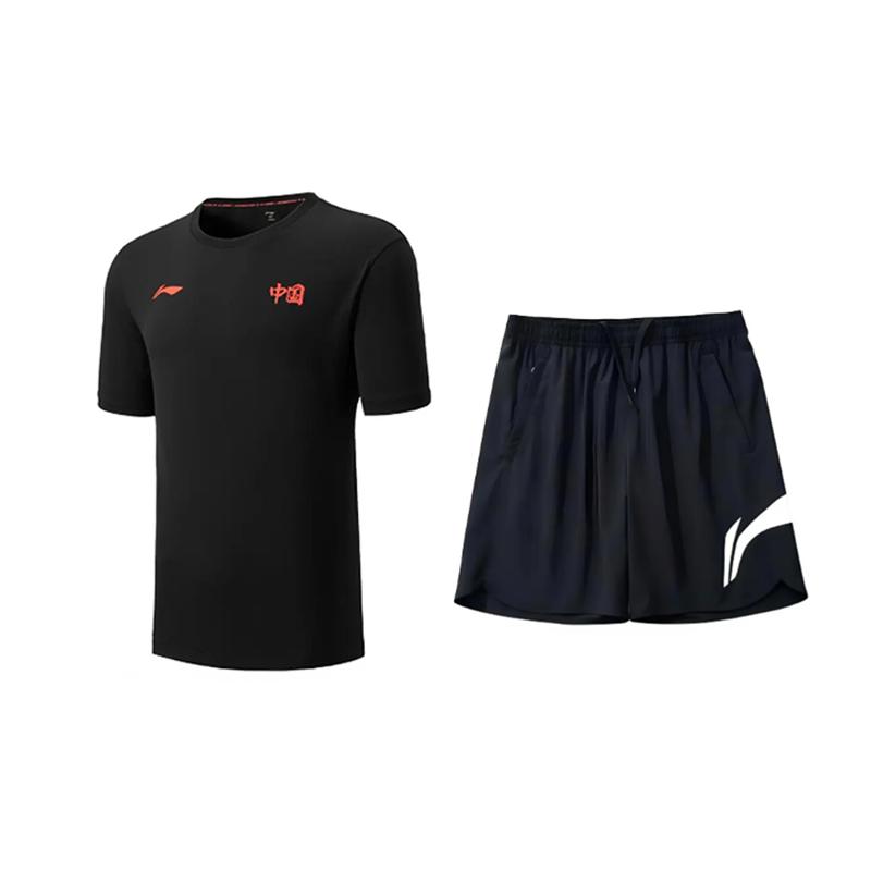 

Li-Ning Comfortable Breathable Versatile Round Neck Pullover Short Sleeve T-Shirt Casual Sports Set Unisex Tops AHSVE27-1+YKSV197-2 XXL