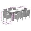 VidaXL Ensemble à manger de jardin et coussins 9 pcs noir rotin verre, ensemble de salle à manger d'extérieur 3278650