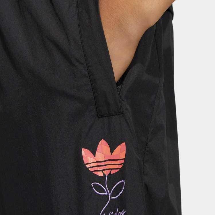 Adidas Originals Trefoil Flower Logo Embroidered Cuffed Casual Sports Pants Women Bottoms Black HP0081