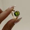 Luxury Fashion Green Zircon Ring For Women Gold Color Shiny Crystal Square Finger Ring Wedding Party Anniversary Charm Jewelry