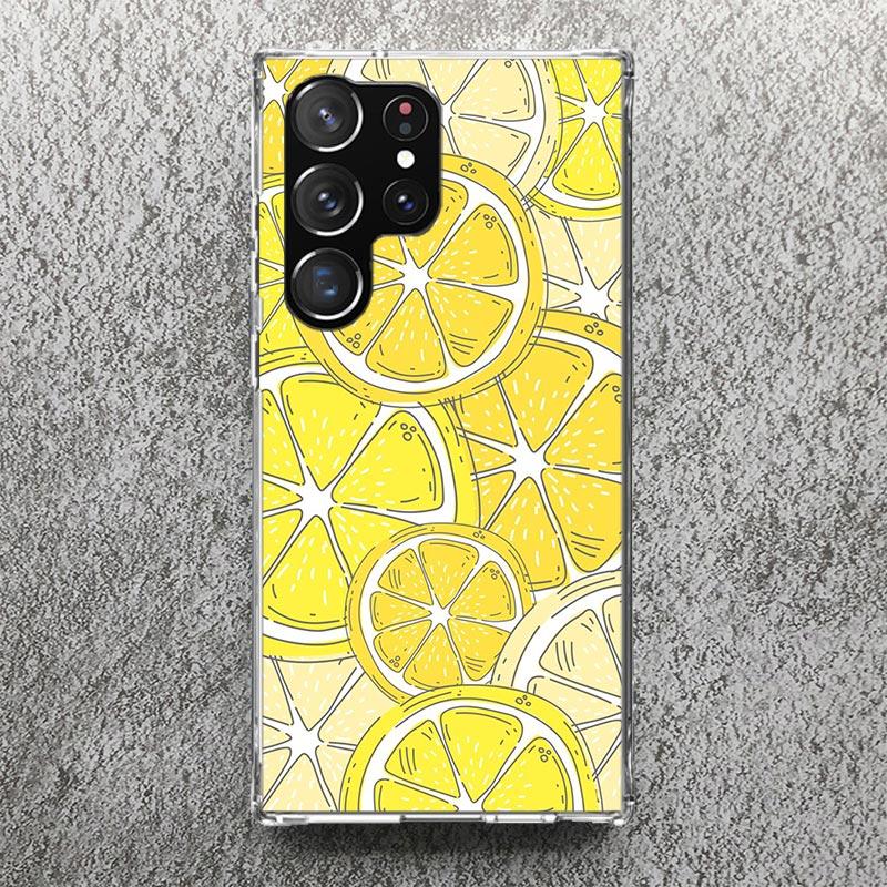 Summer Fruits Lemon Print Soft Case for Samsung Galaxy S25 S24 S23 S22 Ultra S21 Plus S20 FE Phone Shell S10 + Pattern Cover