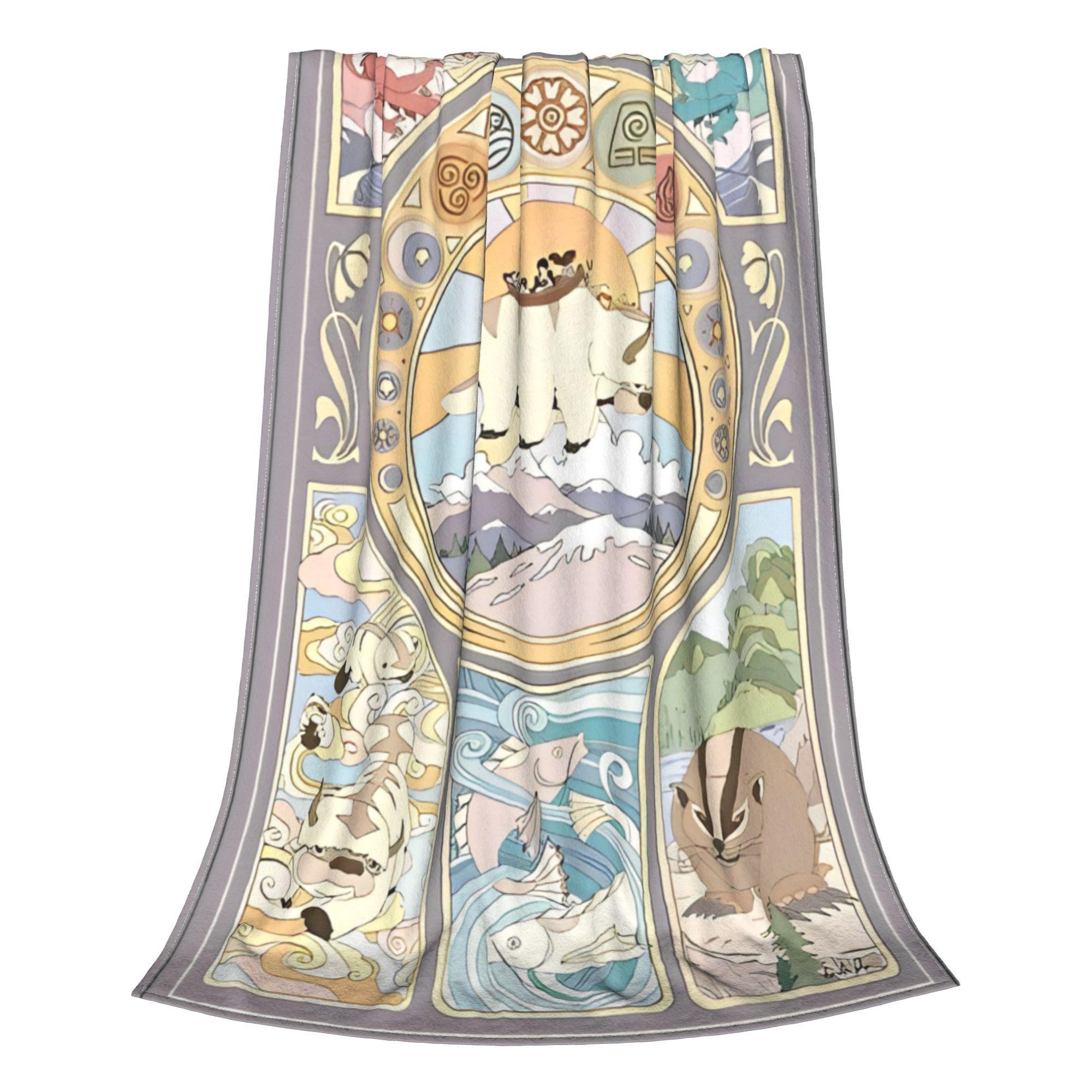 Team Avatar Original Benders Art Nouveau Blanket Flannel Summer Portable Lightweight Throw Blanket for Bed Bedroom Bedspreads 30x40in
