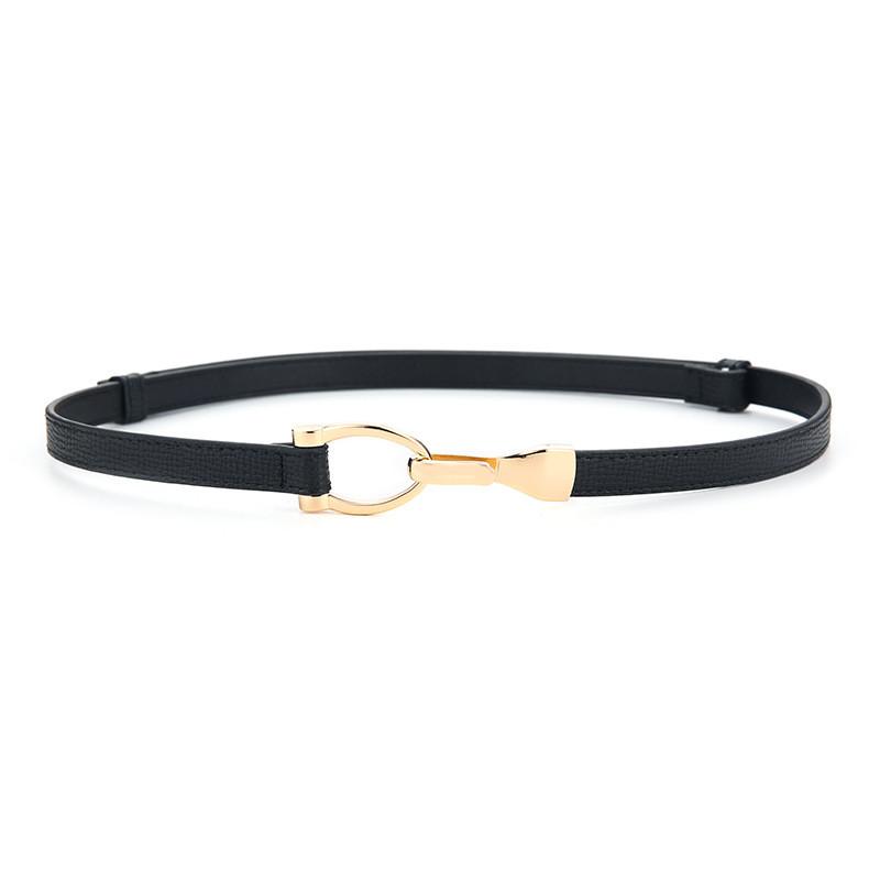

Leather Womens Adjustable Waist Belt With Metal Buckle For Casual Wear чёрный
