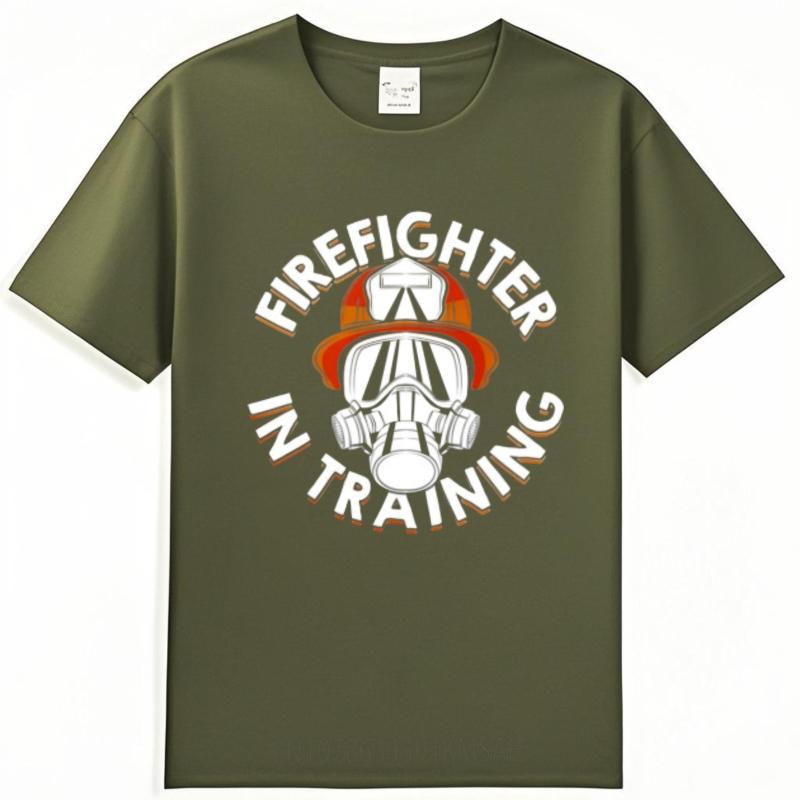 Adult Teenagers Crew Neck Tshirt Graphic Firefighter In Training Helmet Mask Design Trendy For Him Tee Shirt Oversized Tshirt