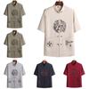 Chinese Style Mens Short Sleeve Suit With Dragon Phoenix Pattern Embroidery For Summer Casual Wear