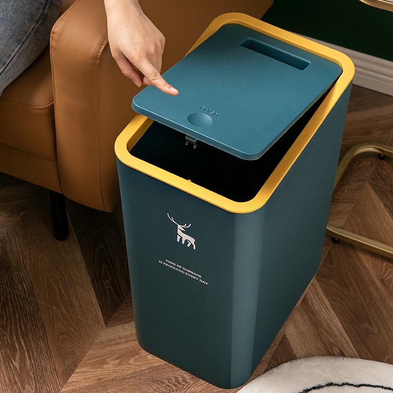 Press-Type Large Household Trash Can with Lid - Bathroom, Kitchen, Crevice Storage, Thickened Waste Paper Basket