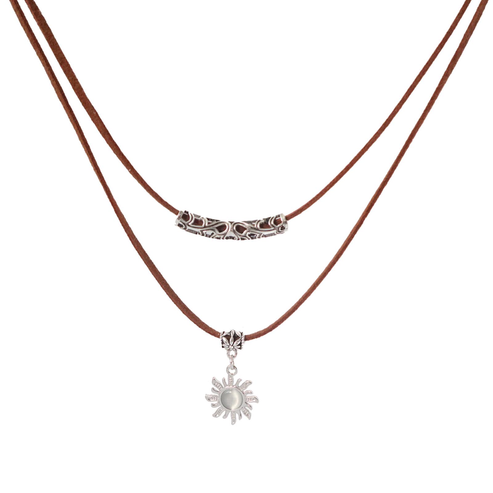 

Ретро этнический стиль Подвеска Солнце Двухслойное колье-чокер для женщин