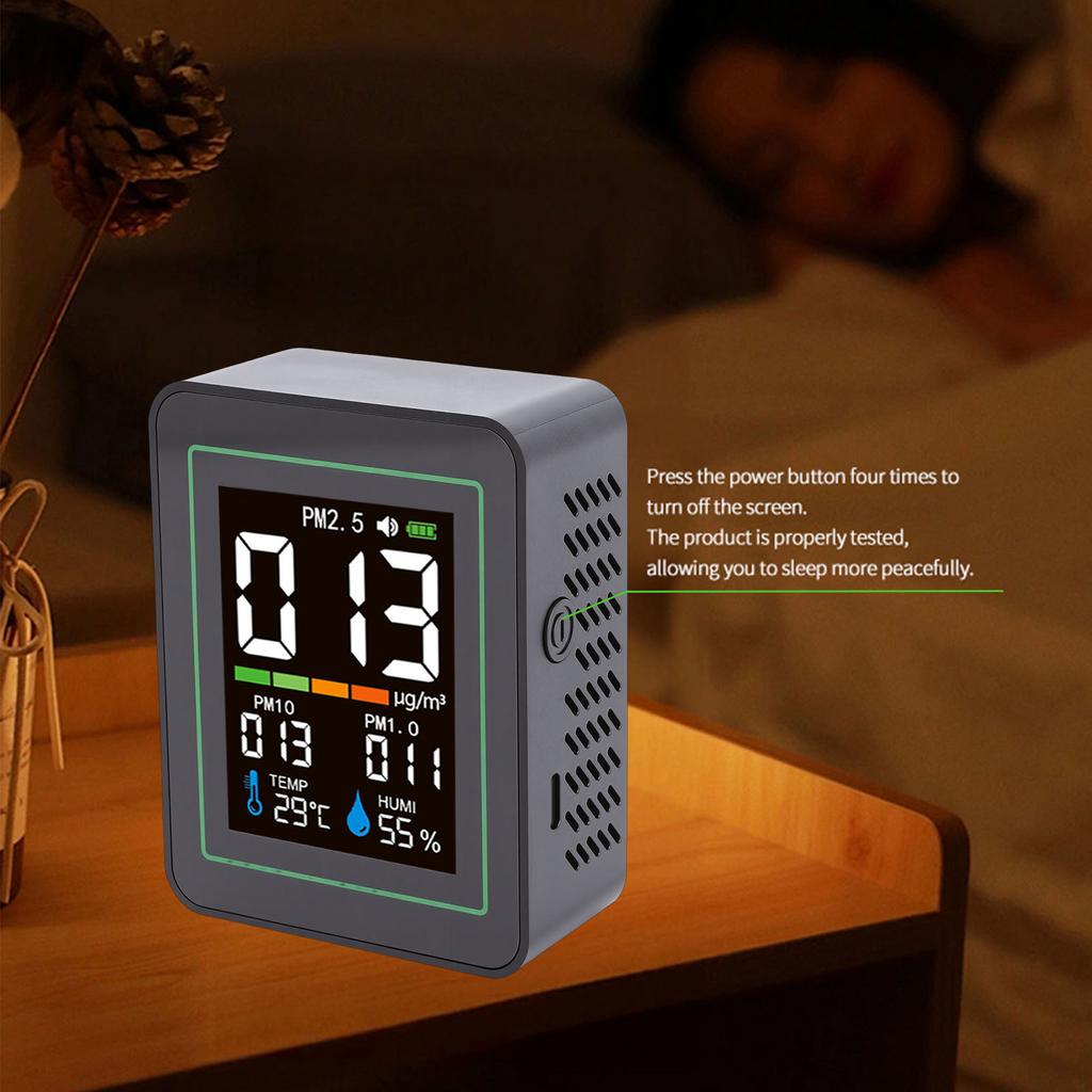 5 in 1 Air Quality Detector Real Time Monitoring PM2.5 PM10 PM1.0 Temperature Humidity Tester for Home Industrial Laboratory