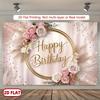 2D Black Rose Gold Birthday Backdrop, Elegant Party Photography Background Cloth