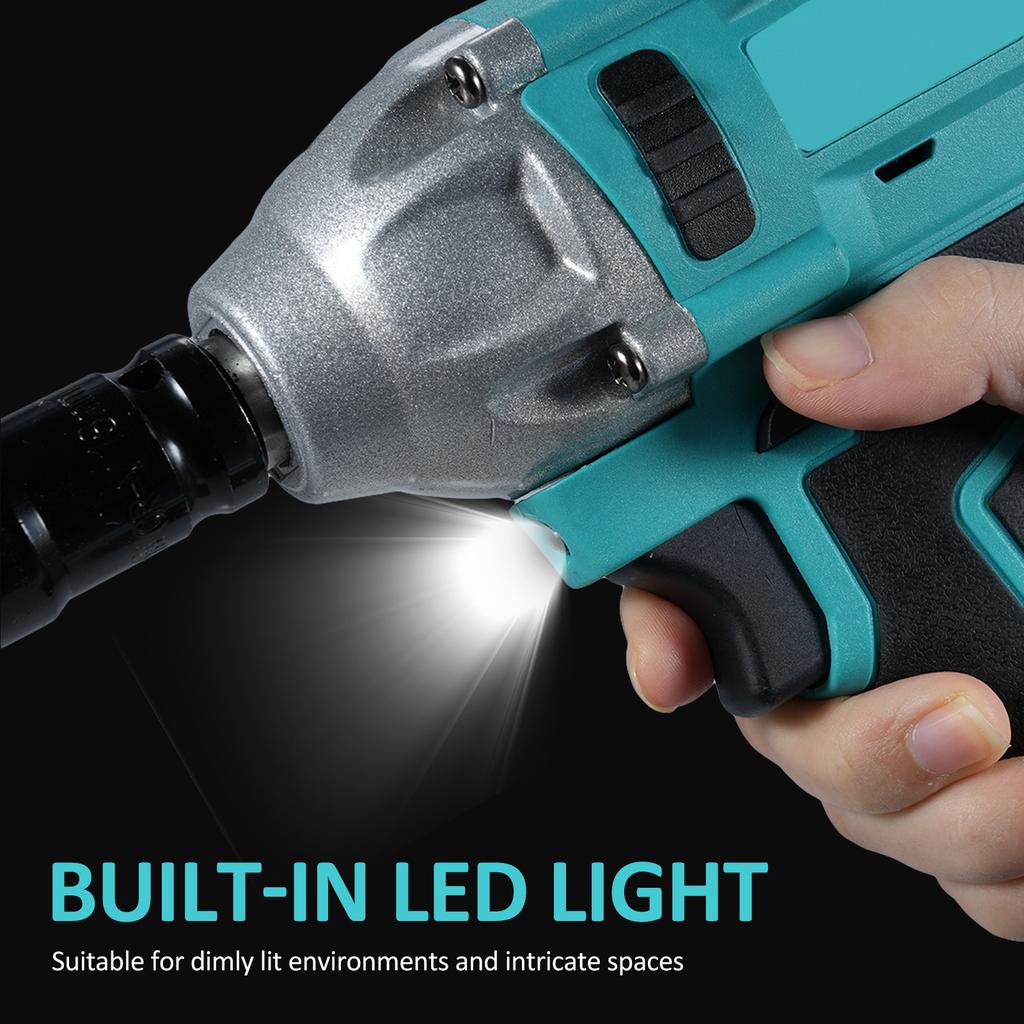 21V Cordless Impact Wrench Kit, 600Nm Electric Spanner with 2 PCS 1500mAh Batteries Bits Sockets Power Impact Wrench