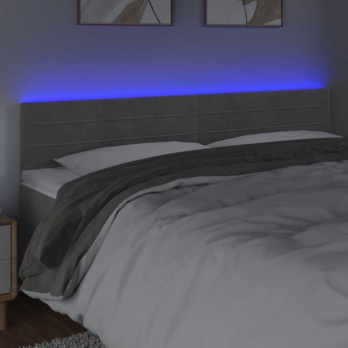 VidaXL Tête de Lit à LED Meuble de Chambre à Coucher Accessoire de Lit Double Tête de Cadre de Lit Intérieur Gris Clair 3121812