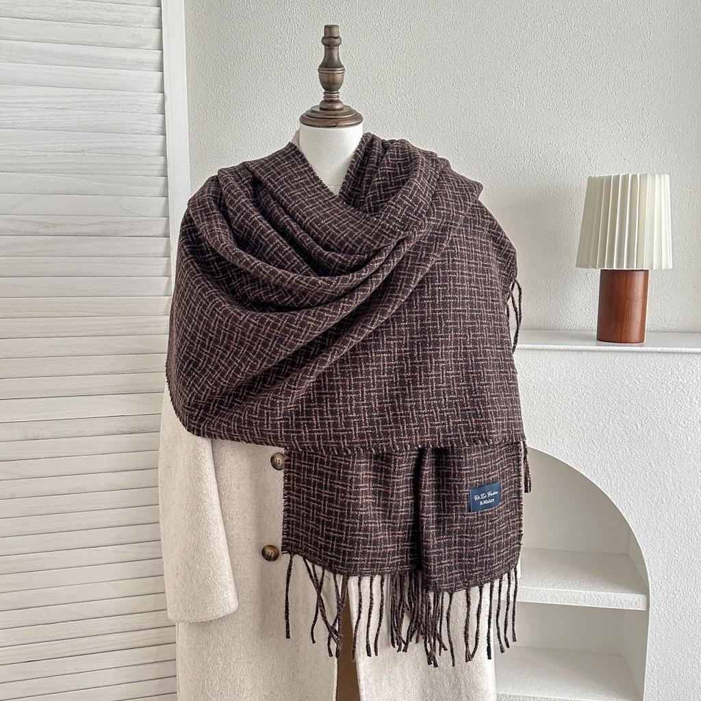 Retro plaid Japanese and Korean atmosphere plaid scarf women's plaid series contrasting color warm shawl student scarf