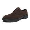 British Style Fashion Brown Men's Formal Shoes Big Size 46 Suede Leather Shoes Men Brogues Low-heel Business Shoes Man Footwear
