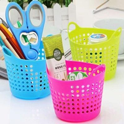 Portable Mini Plastic Stationery Cosmetic Desk Storage Basket Organizer Holder