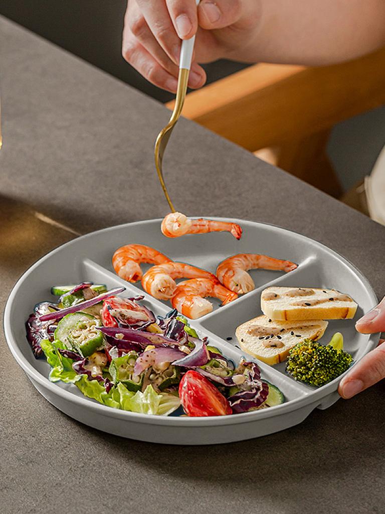 Plastic Dinner Dishes Round Divided Plates Microwave Safe Dessert Fruit Salad Serving Tray Kitchen Dinnerware Food Tray
