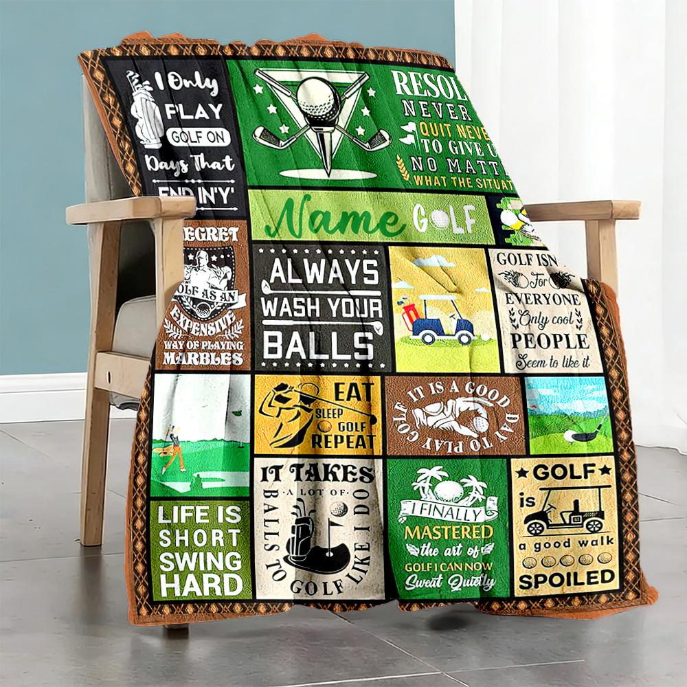 Long Distance Golf Personalized Name Blanket Lightweight Customizable Blanket Warmthful Decor Perfect for Nap Home Decor Office Chair