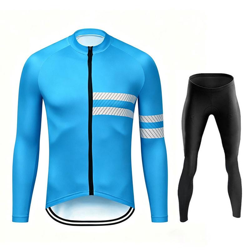 Team Breathable Mens Long Sleeve Cycling Jersey Set Spring and Fall Mountian Bicycle Clothes Wear Ropa Maillot Ciclismo