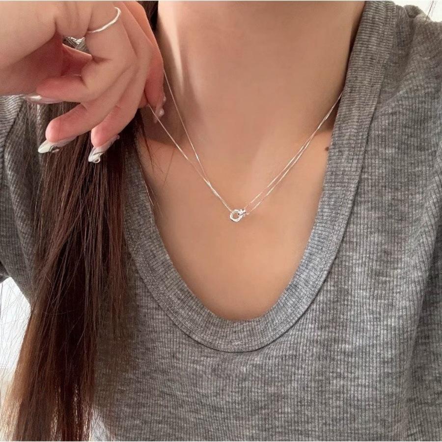 Минималистичный стиль двойное кольцо ожерелье женское 2025 дизайн цепочка на шею повседневная цепочка на ключицы