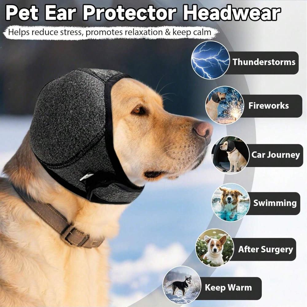 Noise Reducing Dog Earmuffs with Adjustable Headband for Ear Protection and Anxiety Relief. Suitable for Waterproof Noise Reducing Dog Earmuffs