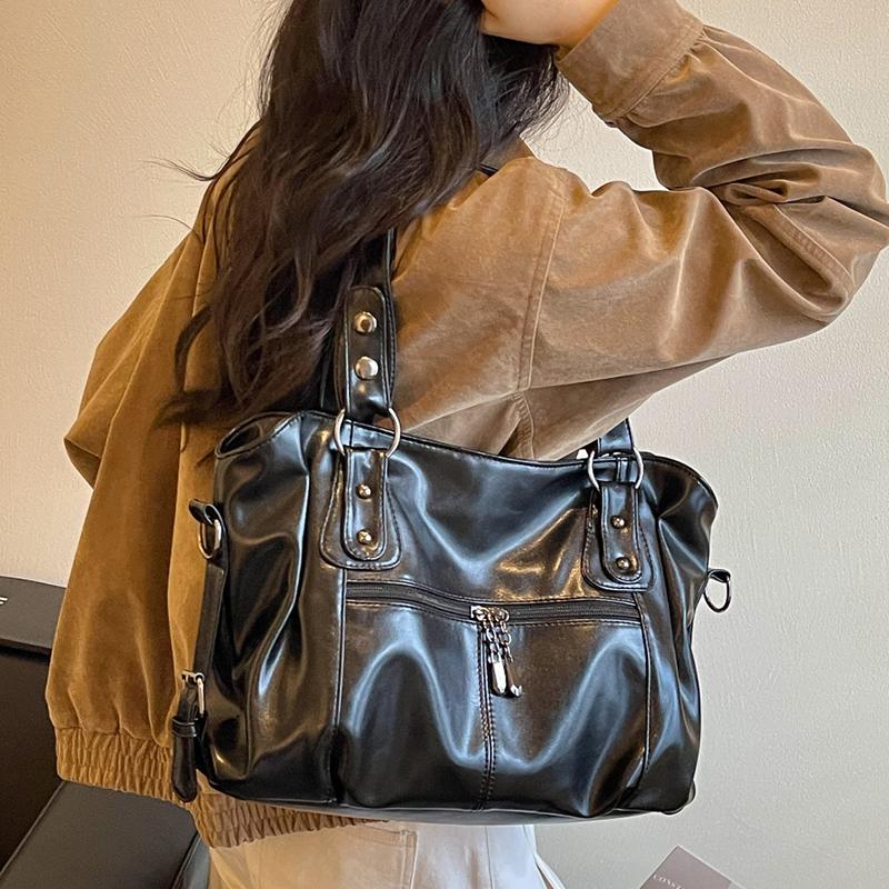 Fashion Faux Leather Handbag Women's Zipper Pockets Crossbody Bag Large Capacity Work Shopping and Meeting Friends Ladies' Holiday Gifts