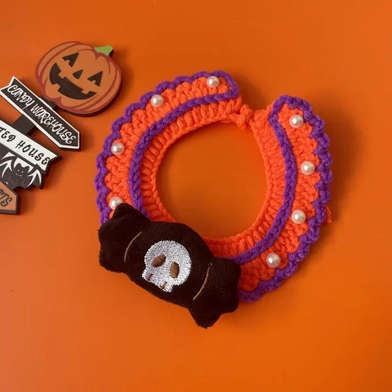 

Хэллоуин Домашнее животное Ручной работы Вязаный крючком Шарф, Собака Призрак Вечеринка, Смешные Аксессуары для Воротника S