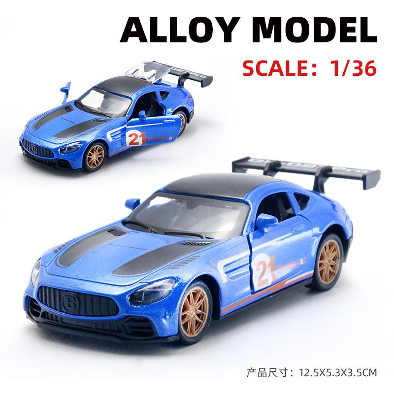 AAZN1 [Boxed] 1:36 Alloy Racing Model Boy Three Doors Pull Back Graffiti Car Gift Wholesale Cross-border